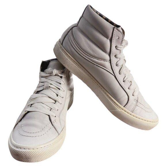 COACH Women's White Leather High Top Sneakers Leopard Print Lining Size 8M - Picture 3 of 14